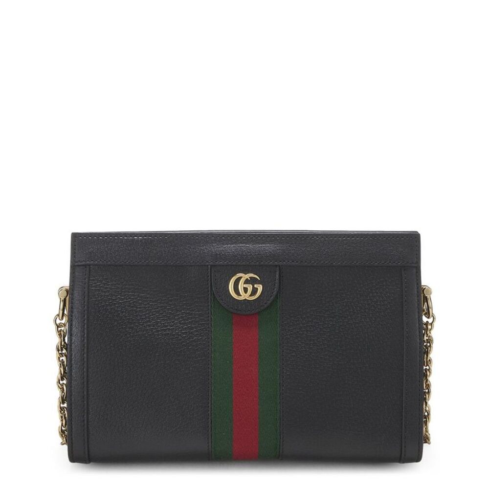 Gucci Black Suede & Leather Ophidia Shoulder Bag Small (Authentic Pre-Loved)